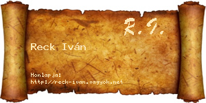 Reck Iván névjegykártya
